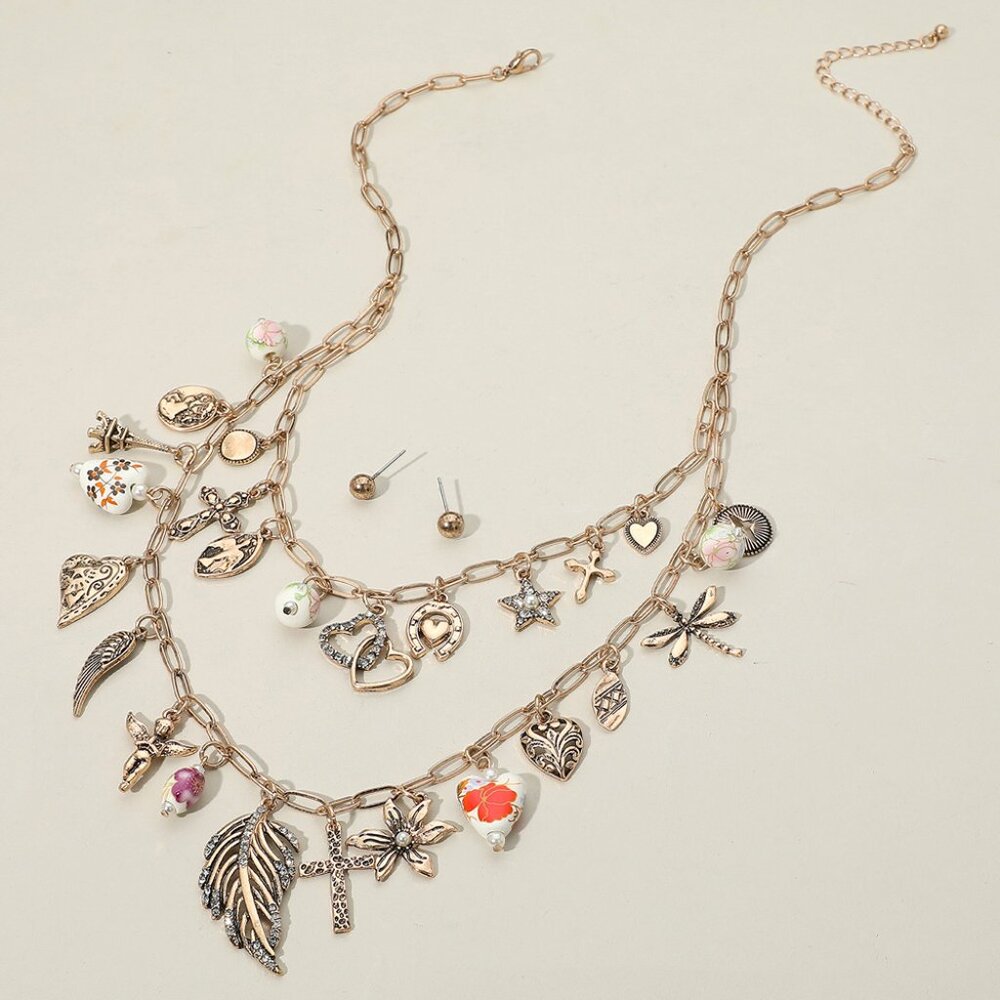 Free People Vibe Boho Maxamillion Boho Vintage Vibe Charm Chain Necklaces